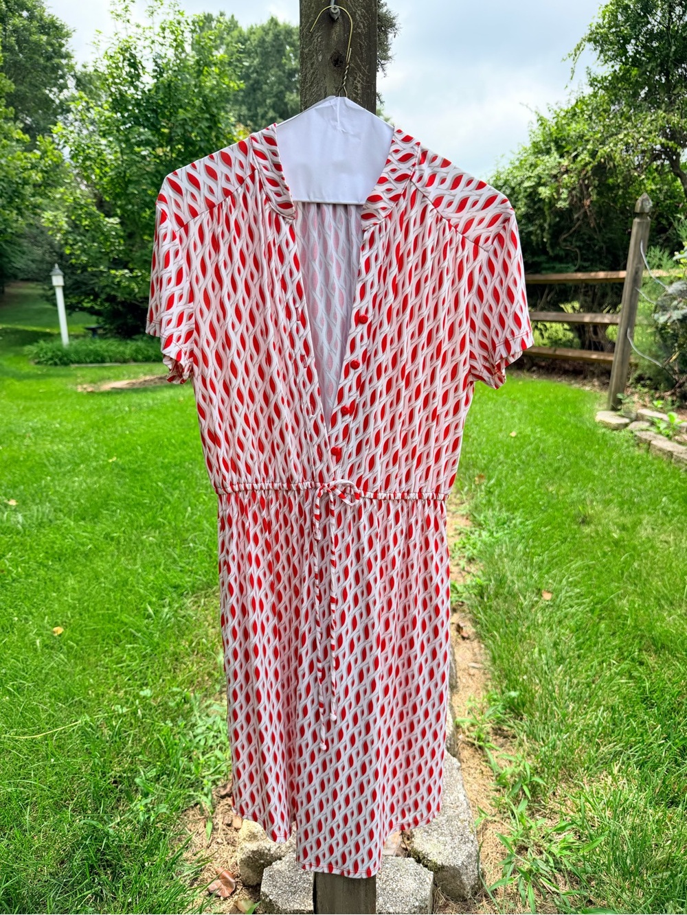 Fenn Wright Manson Red & White Printed Midi Dress